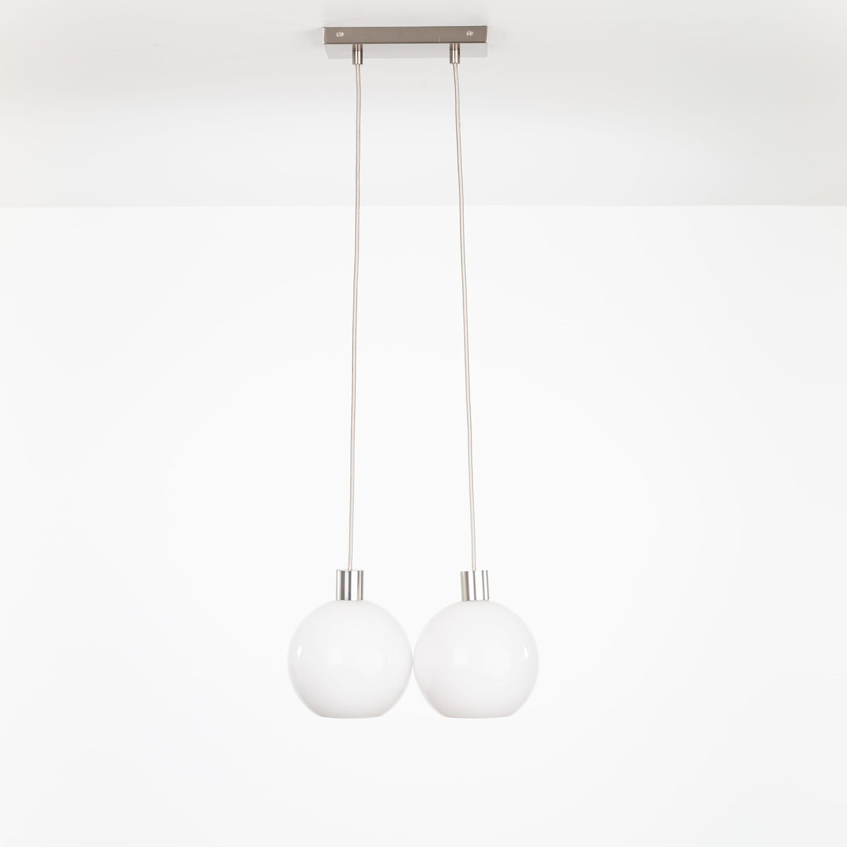 AiO Dash Multiport Chandelier - Glass Globe 2 / Nickel / 8in Milk