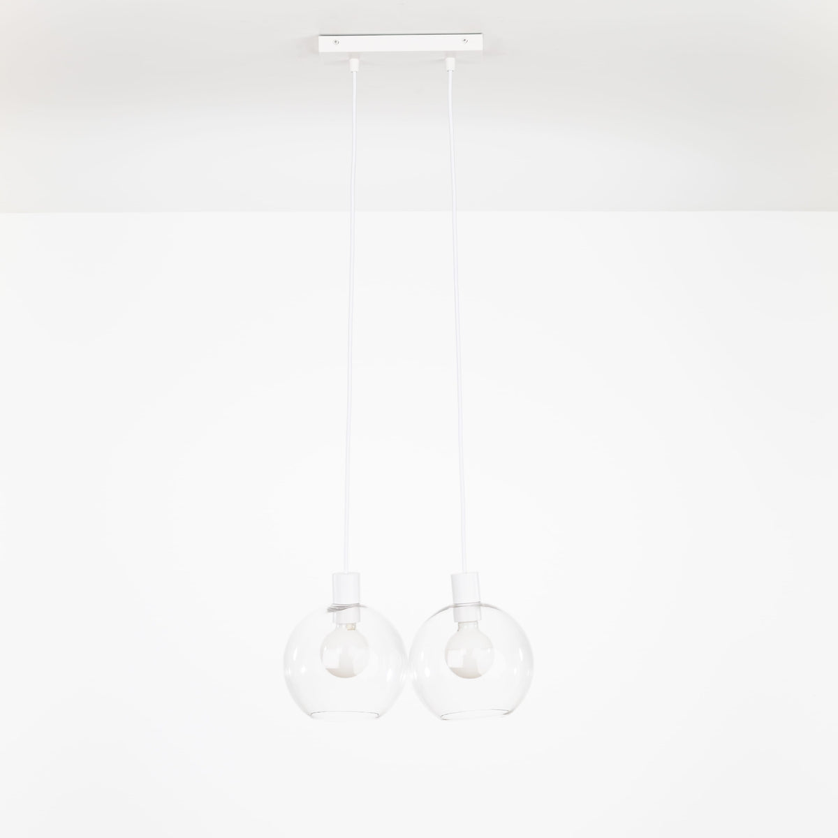 AiO Dash Multiport Chandelier - Glass Globe 2 / White / 8in Clear