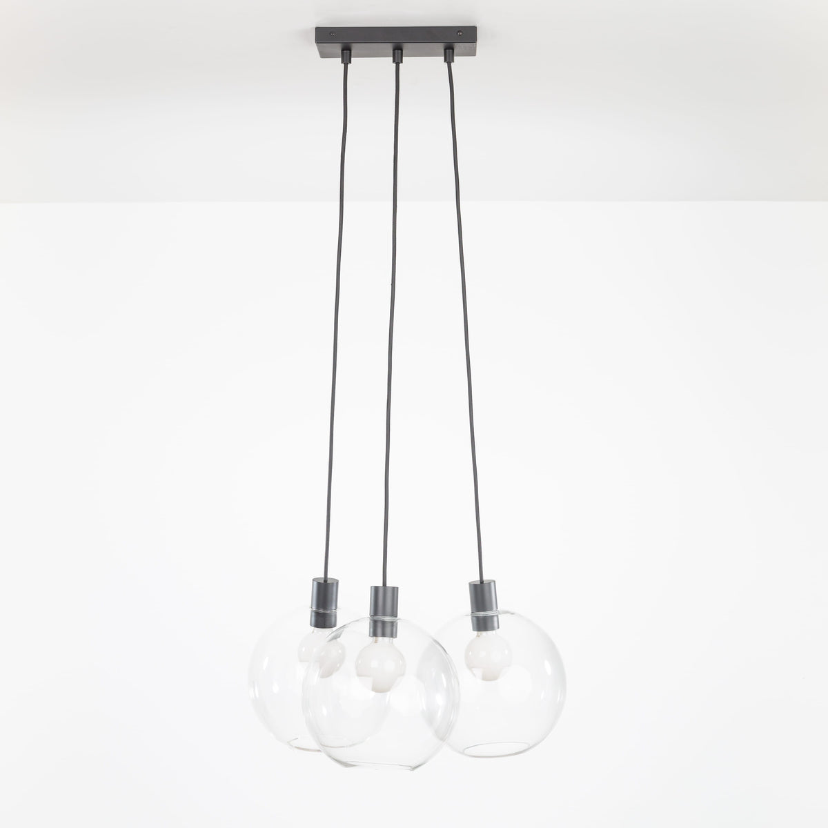 AiO Dash Multiport Chandelier - Glass Globe 3 / Black / 10in Clear