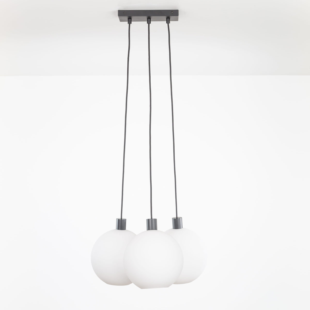 AiO Dash Multiport Chandelier - Glass Globe 3 / Black / 10in Matte White