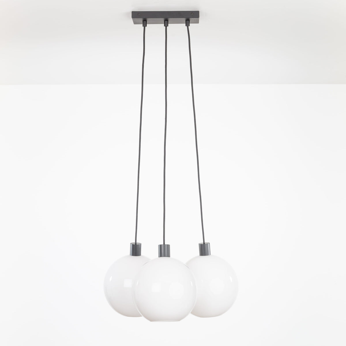 AiO Dash Multiport Chandelier - Glass Globe 3 / Black / 10in Milk