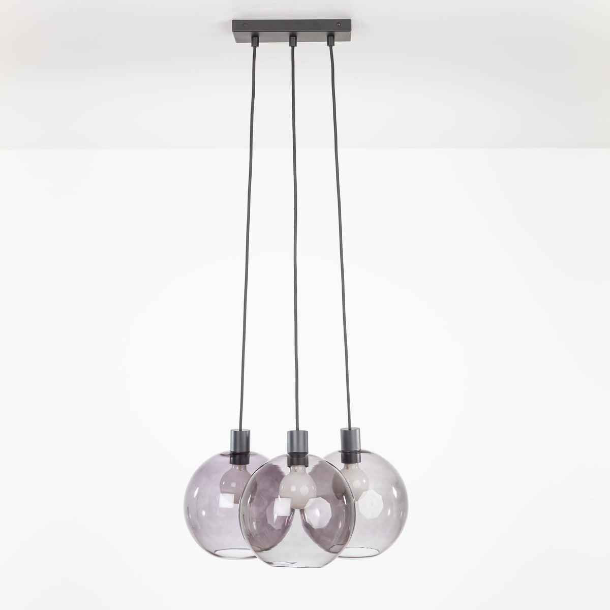 AiO Dash Multiport Chandelier - Glass Globe 3 / Black / 10in Smoke
