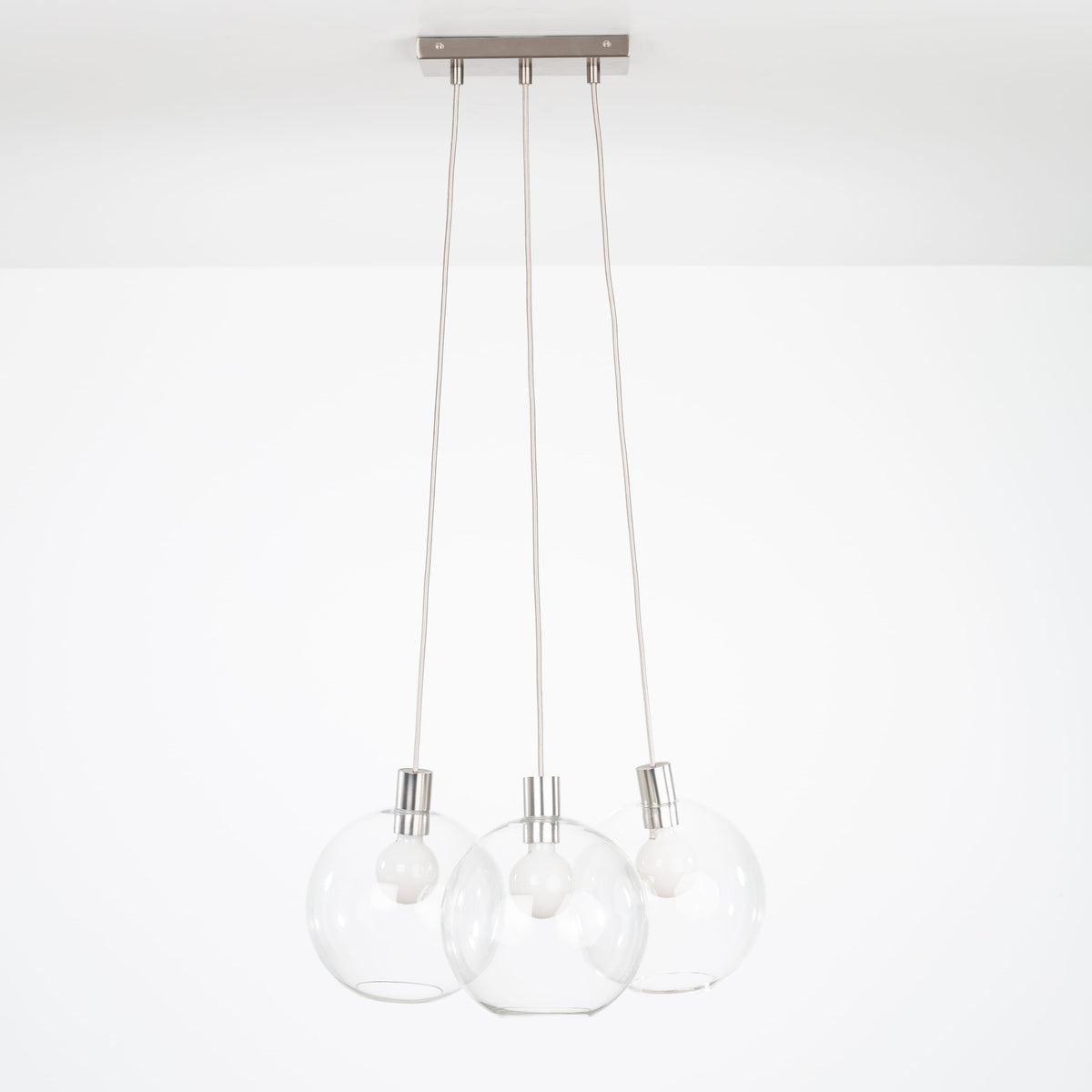 AiO Dash Multiport Chandelier - Glass Globe 3 / Nickel / 10in Clear