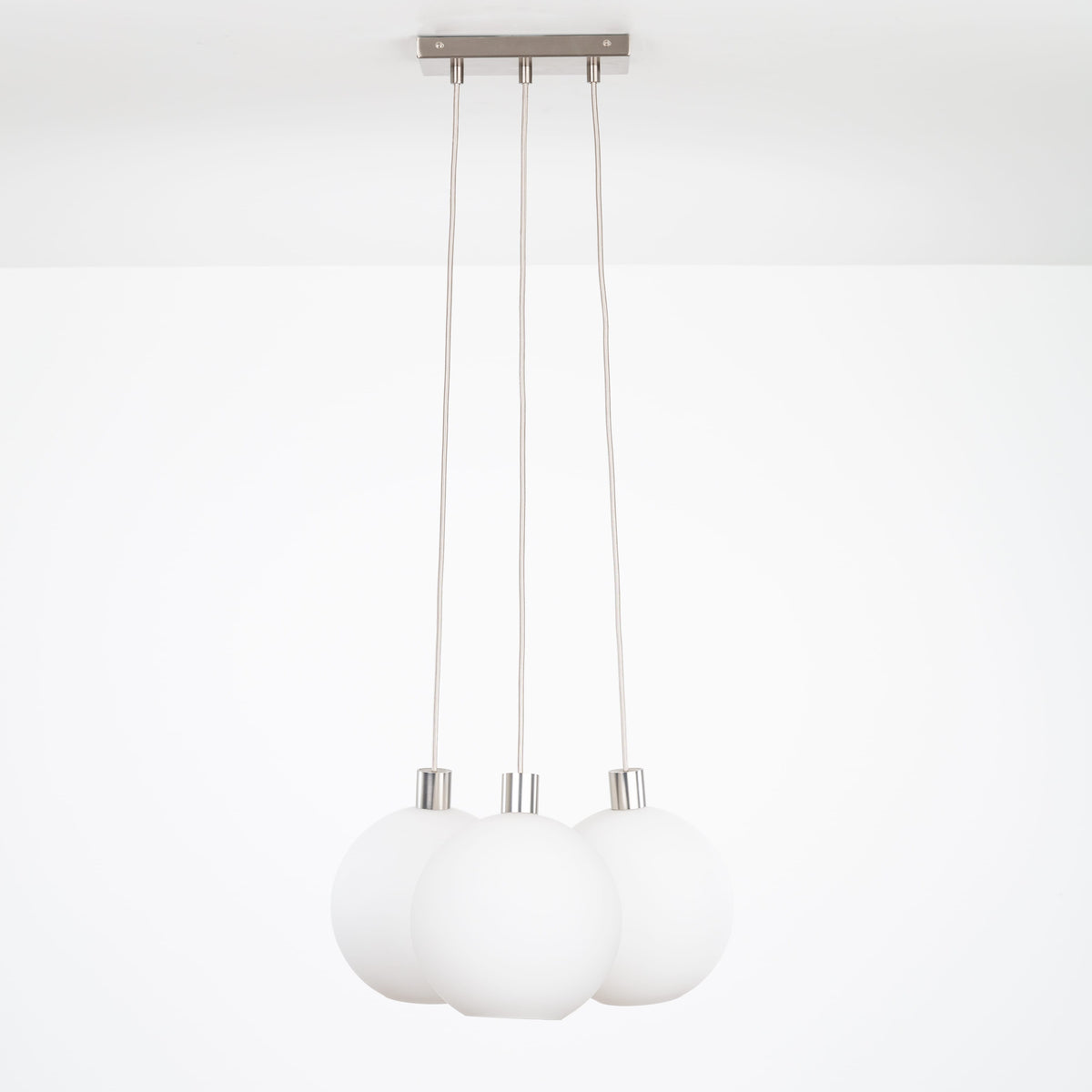 AiO Dash Multiport Chandelier - Glass Globe 3 / Nickel / 10in Matte White