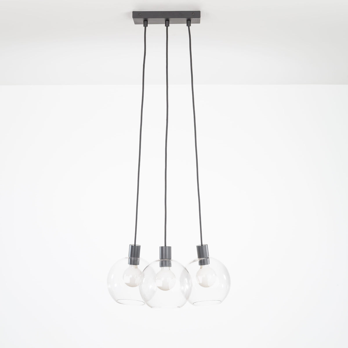 AiO Dash Multiport Chandelier - Glass Globe 3 / Black / 8in Clear