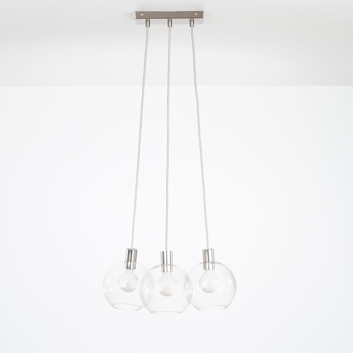 AiO Dash Multiport Chandelier - Glass Globe 3 / Nickel / 8in Clear