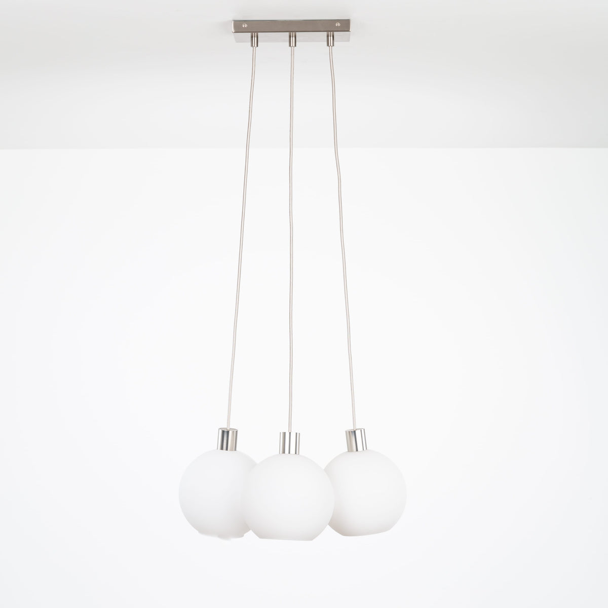 AiO Dash Multiport Chandelier - Glass Globe 3 / Nickel / 8in Matte White