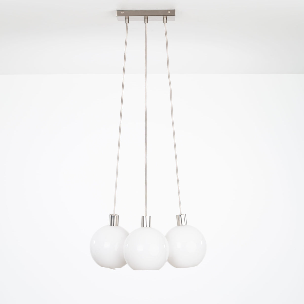AiO Dash Multiport Chandelier - Glass Globe 3 / Nickel / 8in Milk