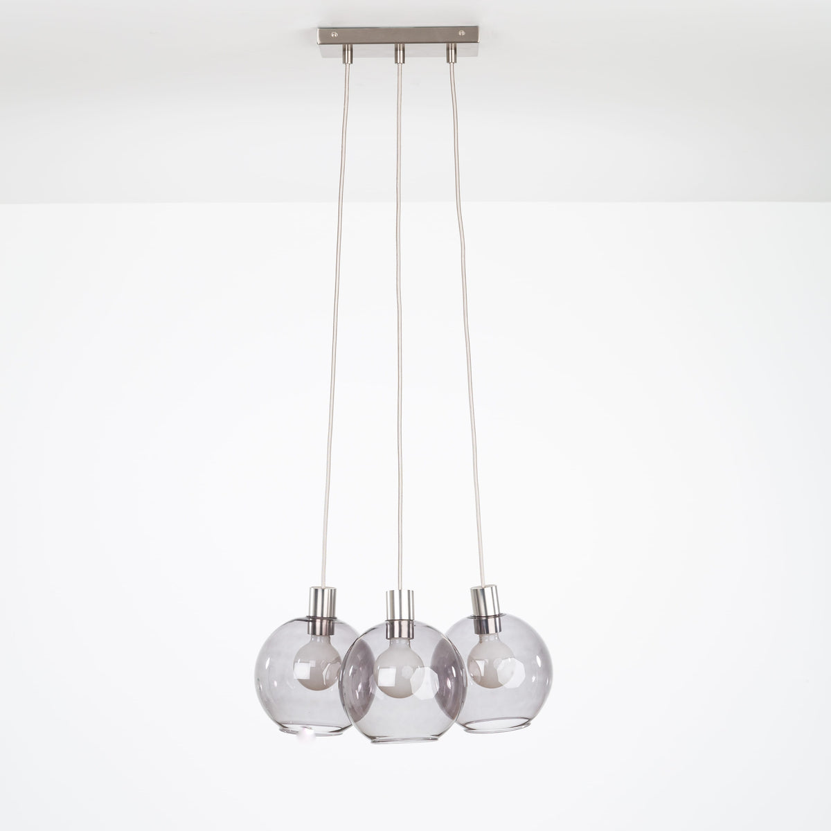 AiO Dash Multiport Chandelier - Glass Globe 3 / Nickel / 8in Smoke
