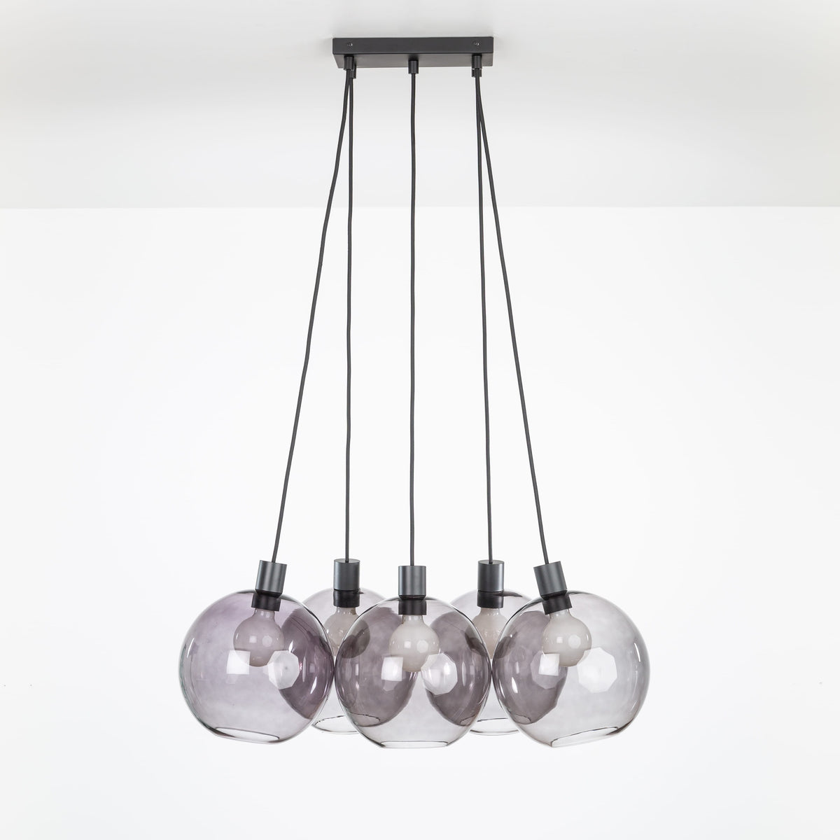 AiO Dash Multiport Chandelier - Glass Globe 5 / Black / 10in Smoke