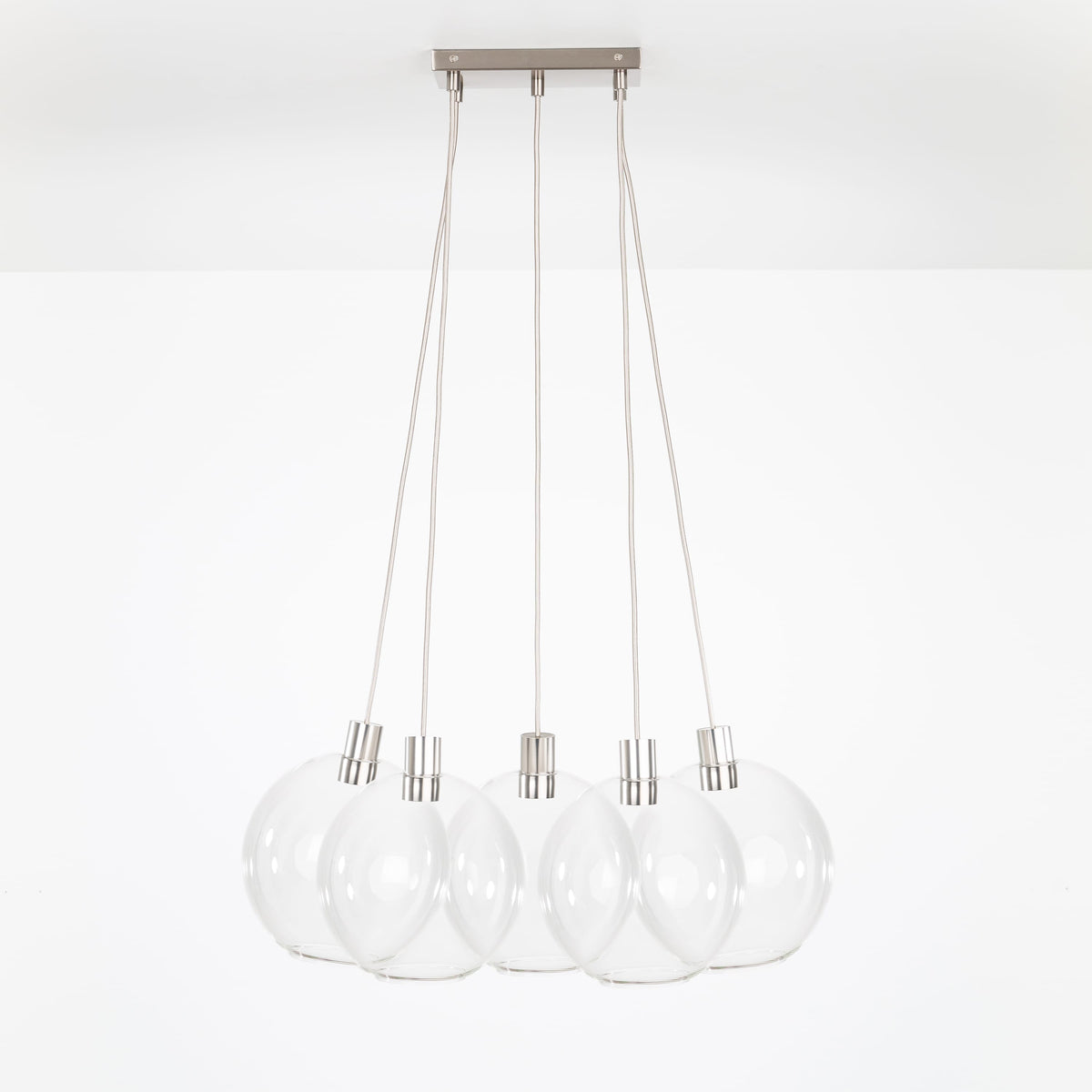 AiO Dash Multiport Chandelier - Glass Globe 5 / Nickel / 10in Clear