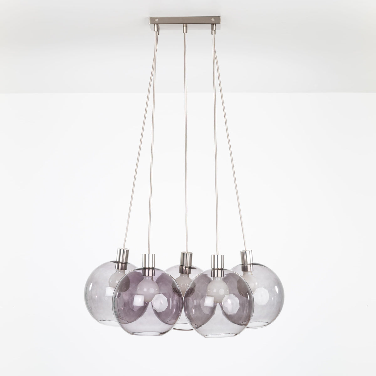 AiO Dash Multiport Chandelier - Glass Globe 5 / Nickel / 10in Smoke