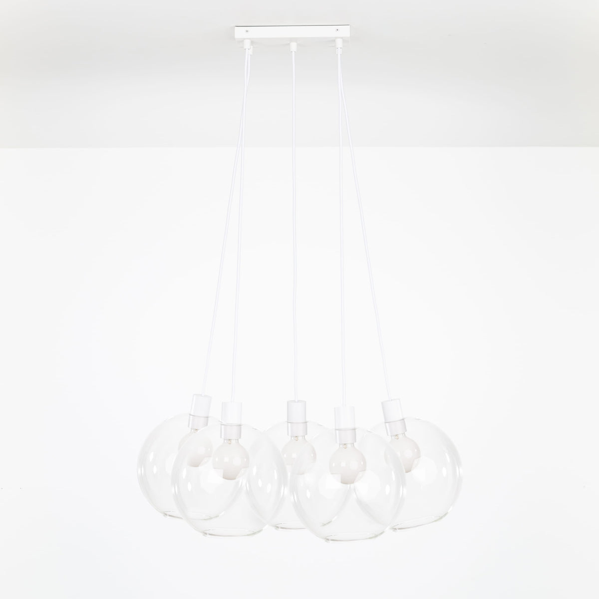 AiO Dash Multiport Chandelier - Glass Globe 5 / White / 10in Clear