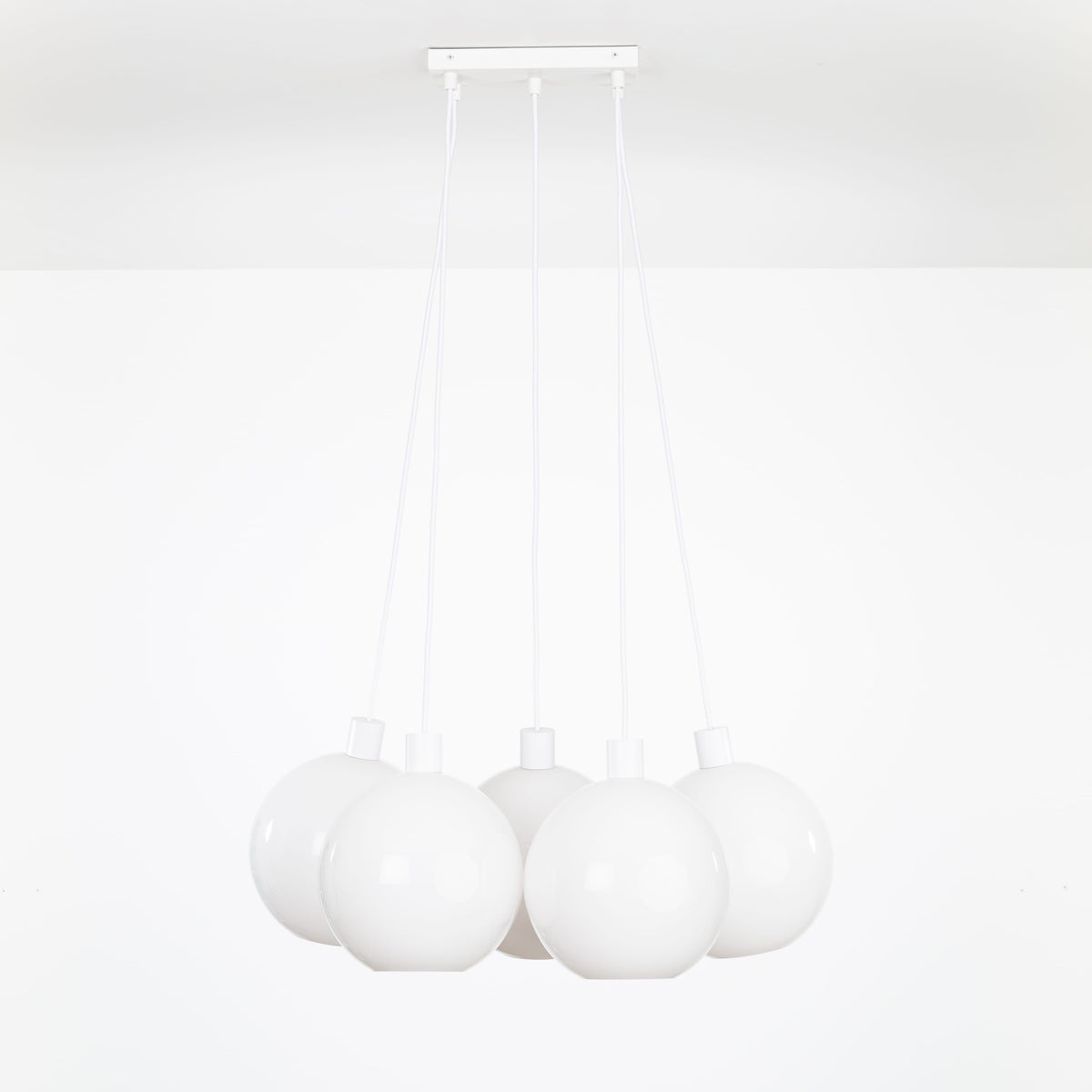 AiO Dash Multiport Chandelier - Glass Globe 5 / White / 10in Milk