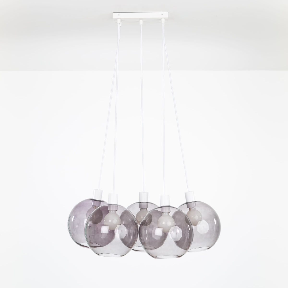 AiO Dash Multiport Chandelier - Glass Globe 5 / White / 10in Smoke