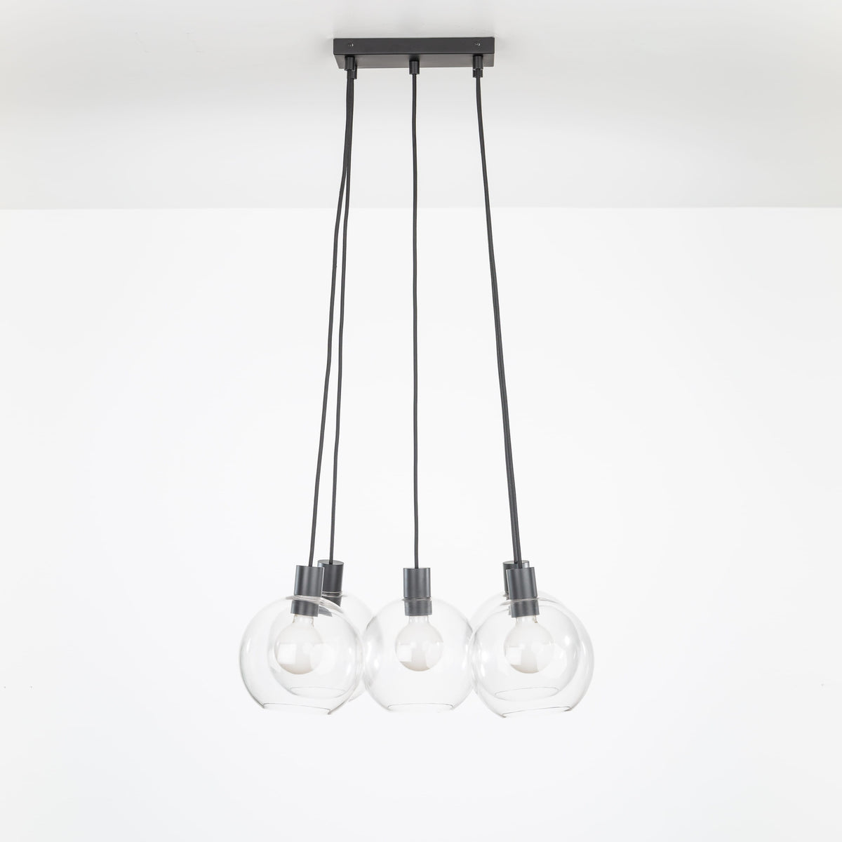 AiO Dash Multiport Chandelier - Glass Globe 5 / Black / 8in Clear