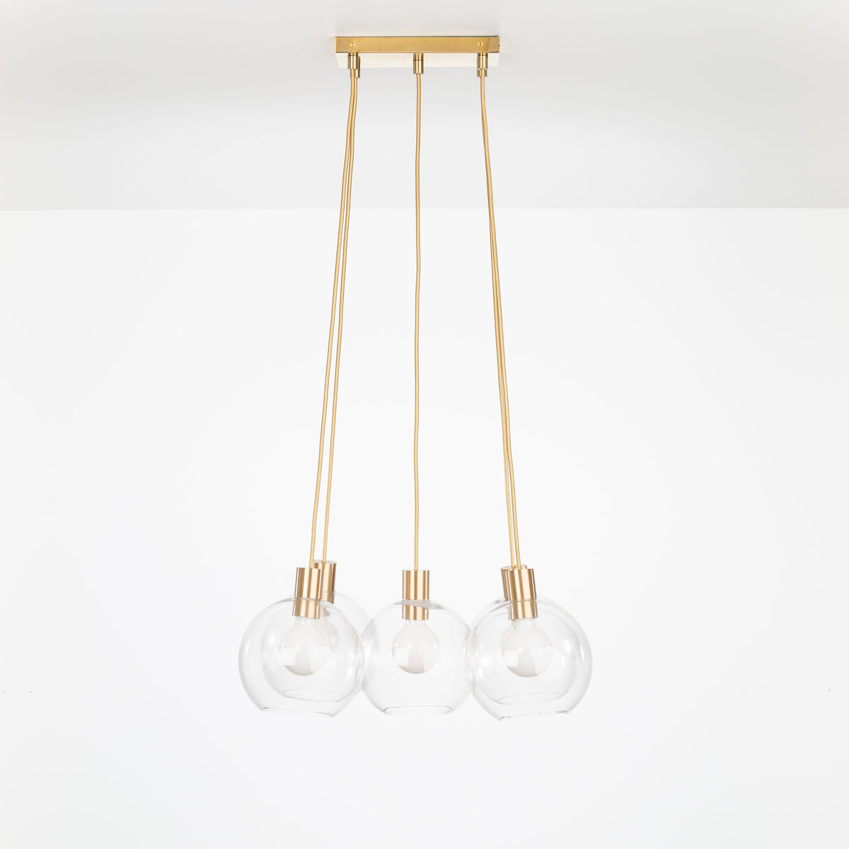 AiO Dash Multiport Chandelier - Glass Globe 5 / Brass / 8in Clear