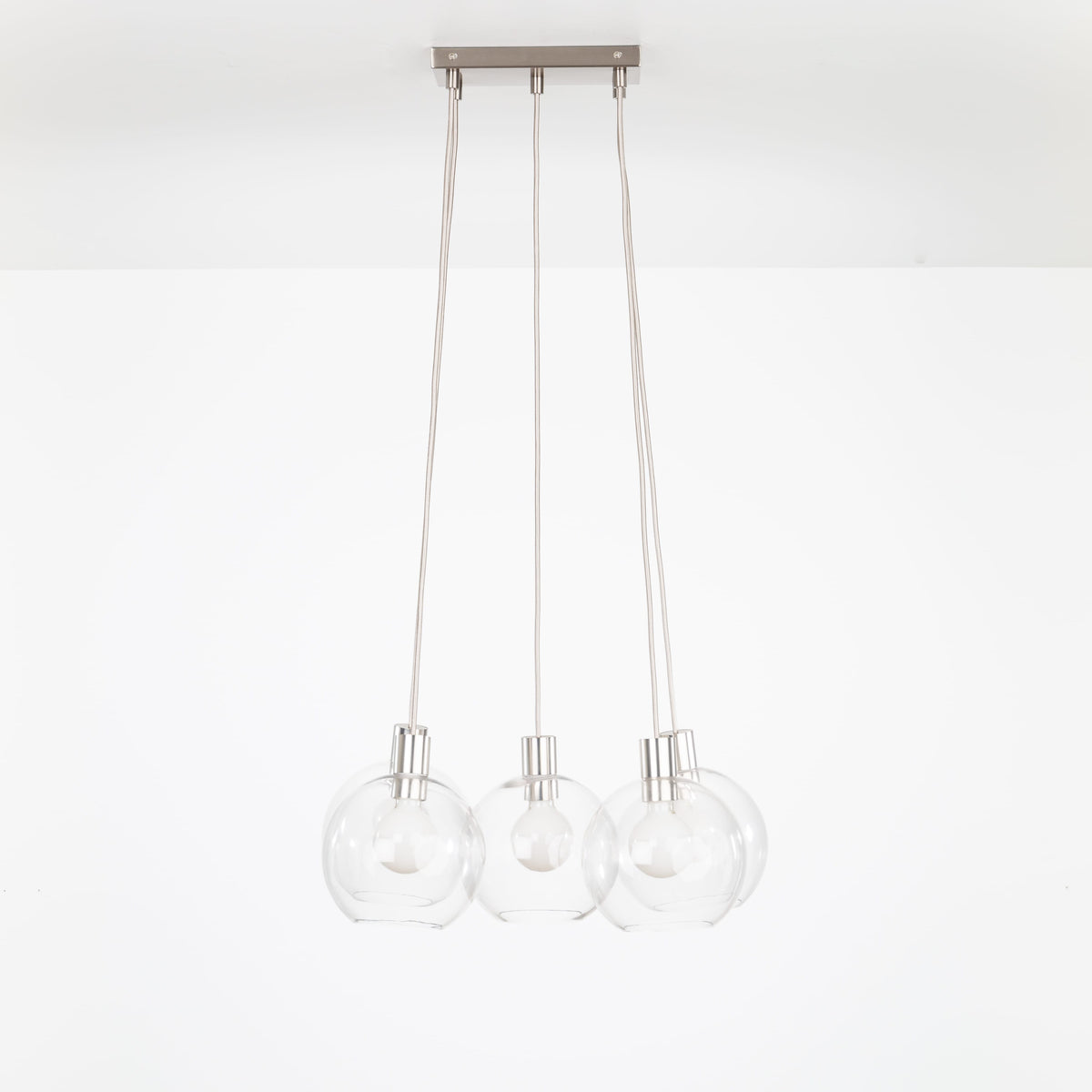 AiO Dash Multiport Chandelier - Glass Globe 5 / Nickel / 8in Clear