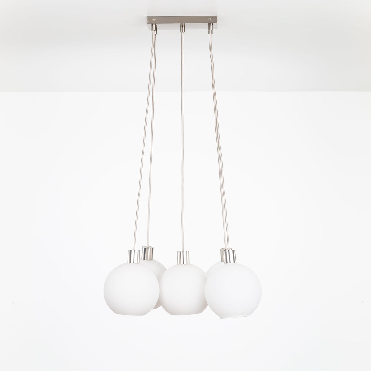 AiO Dash Multiport Chandelier - Glass Globe 5 / Nickel / 8in Matte White
