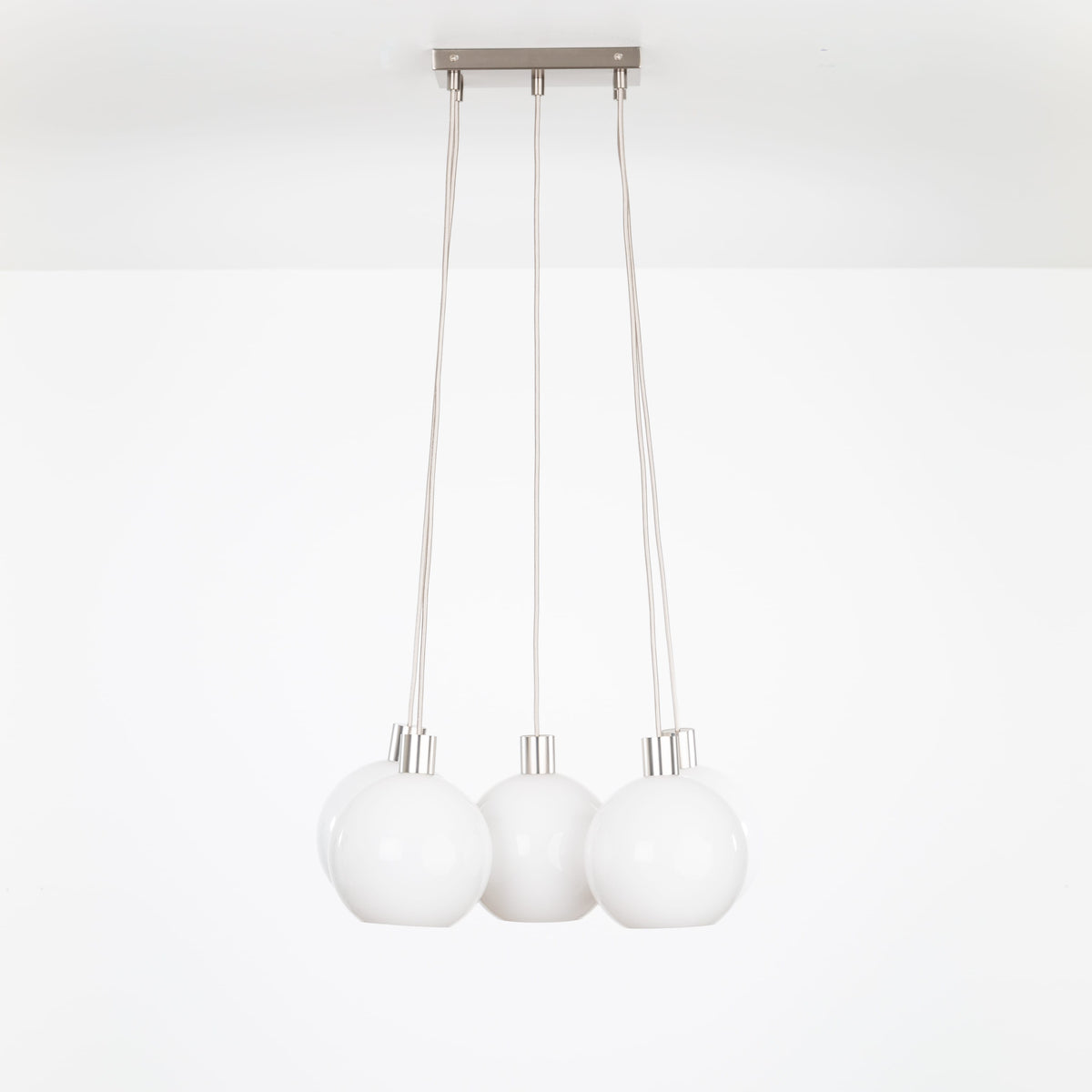 AiO Dash Multiport Chandelier - Glass Globe 5 / Nickel / 8in Milk