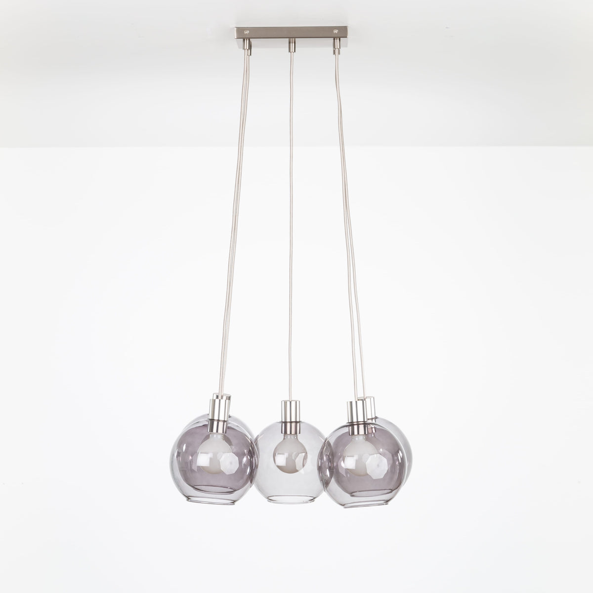 AiO Dash Multiport Chandelier - Glass Globe 5 / Nickel / 8in Smoke