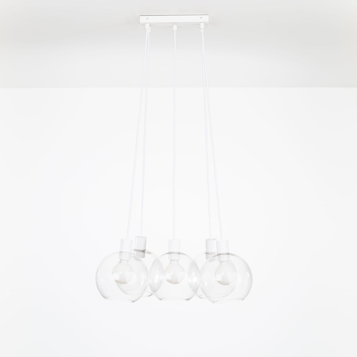 AiO Dash Multiport Chandelier - Glass Globe 5 / White / 8in Clear