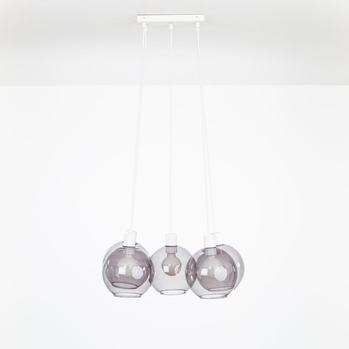 AiO Dash Multiport Chandelier - Glass Globe 5 / White / 8in Smoke