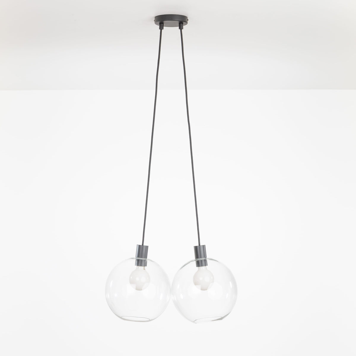 AiO Dot Multiport Chandelier - Glass Globe 2 / Black / 10in Clear
