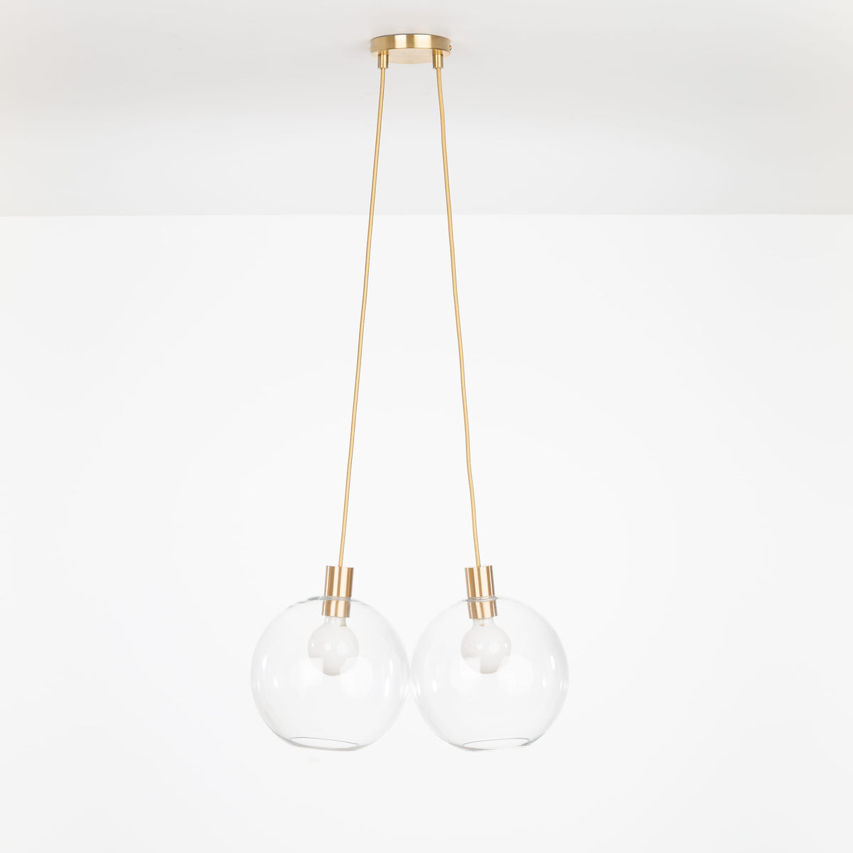 AiO Dot Multiport Chandelier - Glass Globe 2 / Brass / 10in Clear