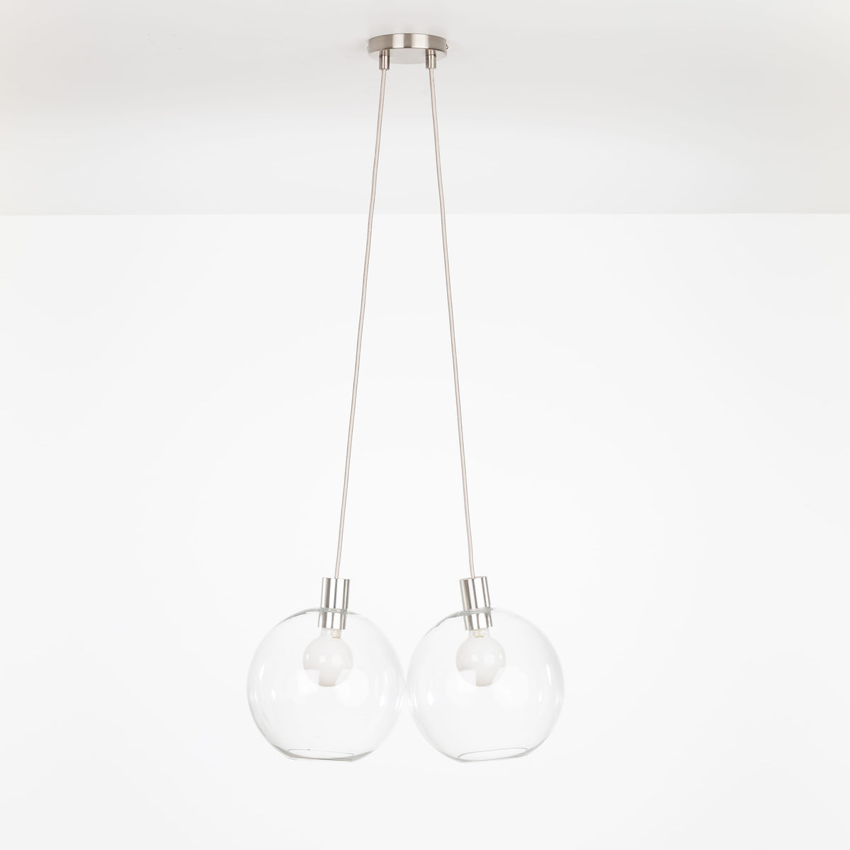 AiO Dot Multiport Chandelier - Glass Globe 2 / Nickel / 10in Clear