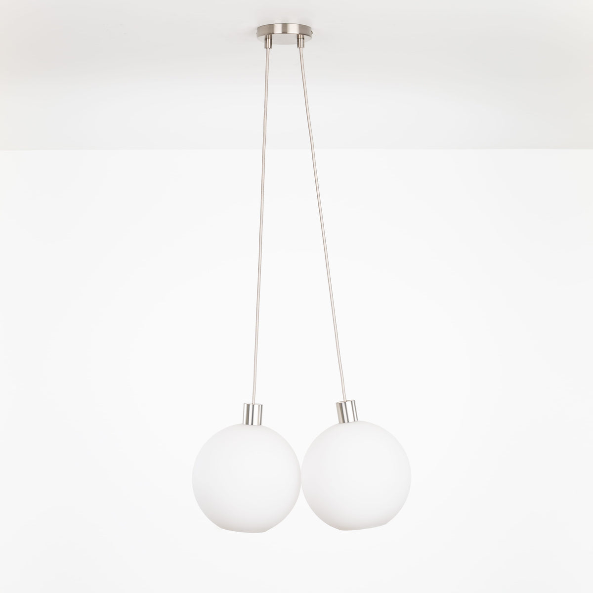 AiO Dot Multiport Chandelier - Glass Globe 2 / Nickel / 10in Matte White