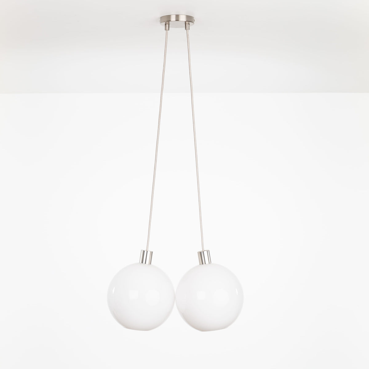 AiO Dot Multiport Chandelier - Glass Globe 2 / Nickel / 10in Milk
