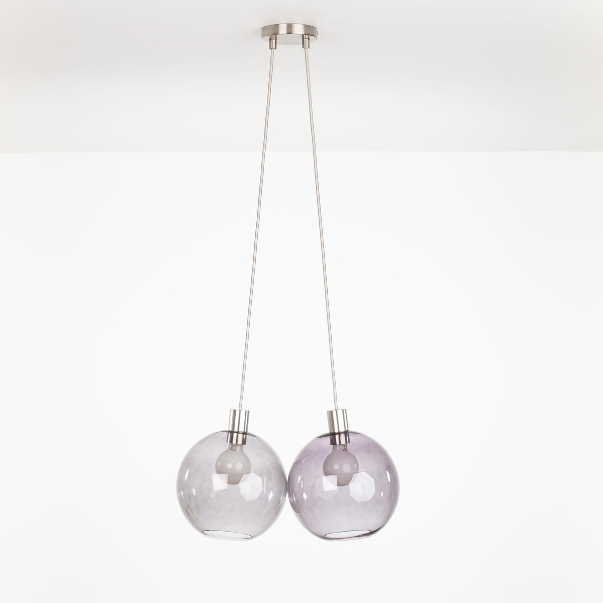 AiO Dot Multiport Chandelier - Glass Globe 2 / Nickel / 10in Smoke