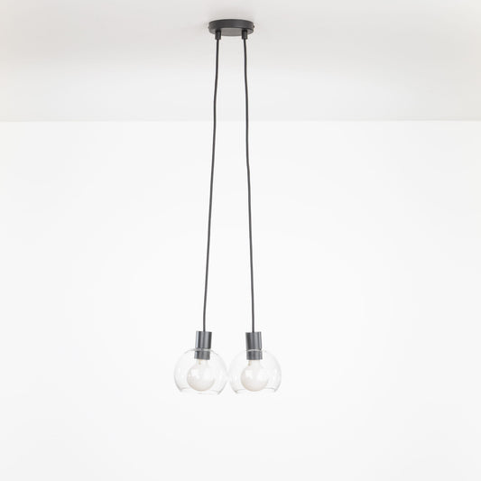 AiO Dot Multiport Chandelier - 6 Inch Glass Globe 2 / Black / Clear