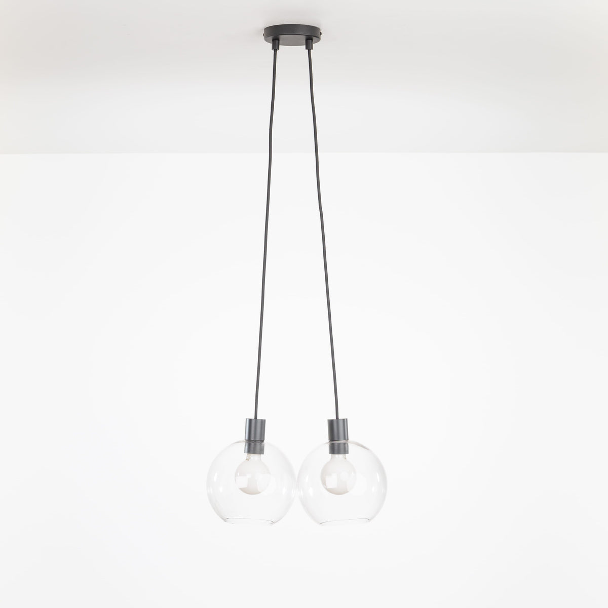 AiO Dot Multiport Chandelier - Glass Globe 2 / Black / 8in Clear
