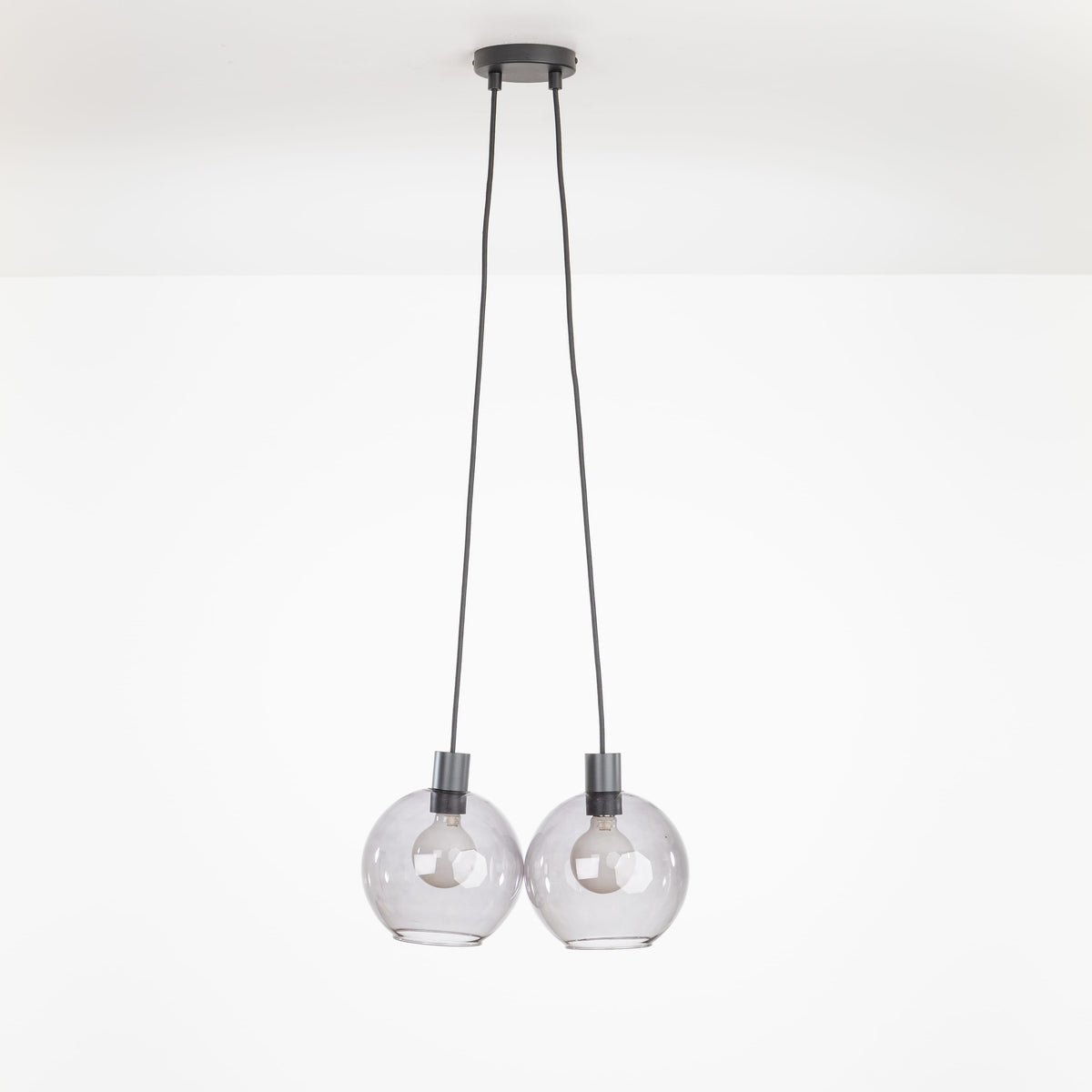 AiO Dot Multiport Chandelier - Glass Globe 2 / Black / 8in Smoke