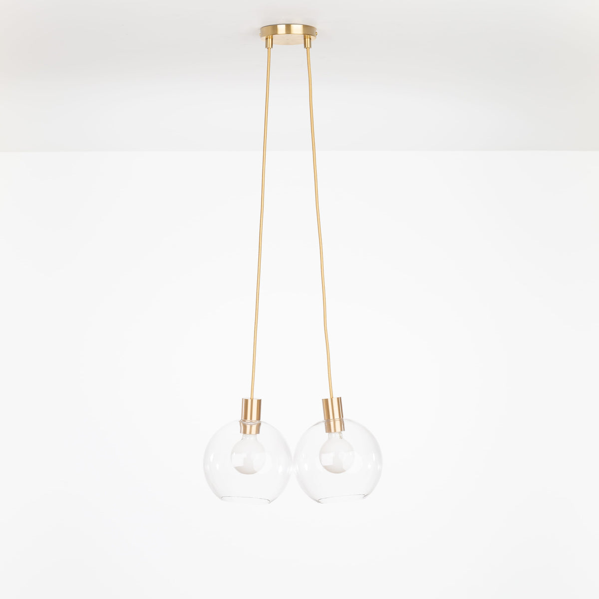 AiO Dot Multiport Chandelier - Glass Globe 2 / Brass / 8in Clear