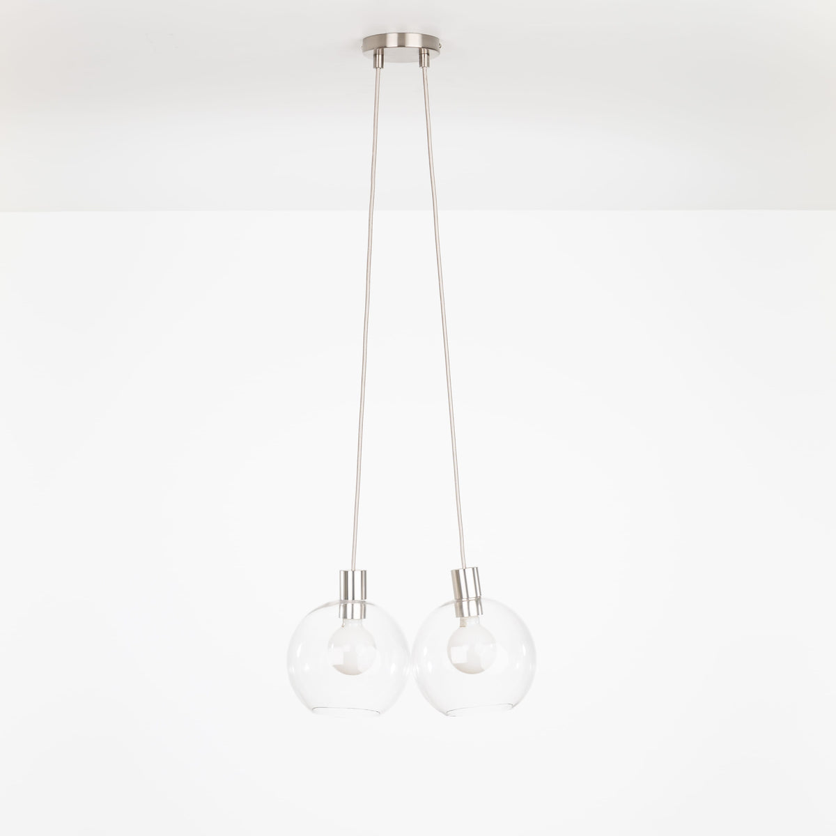 AiO Dot Multiport Chandelier - Glass Globe 2 / Nickel / 8in Clear