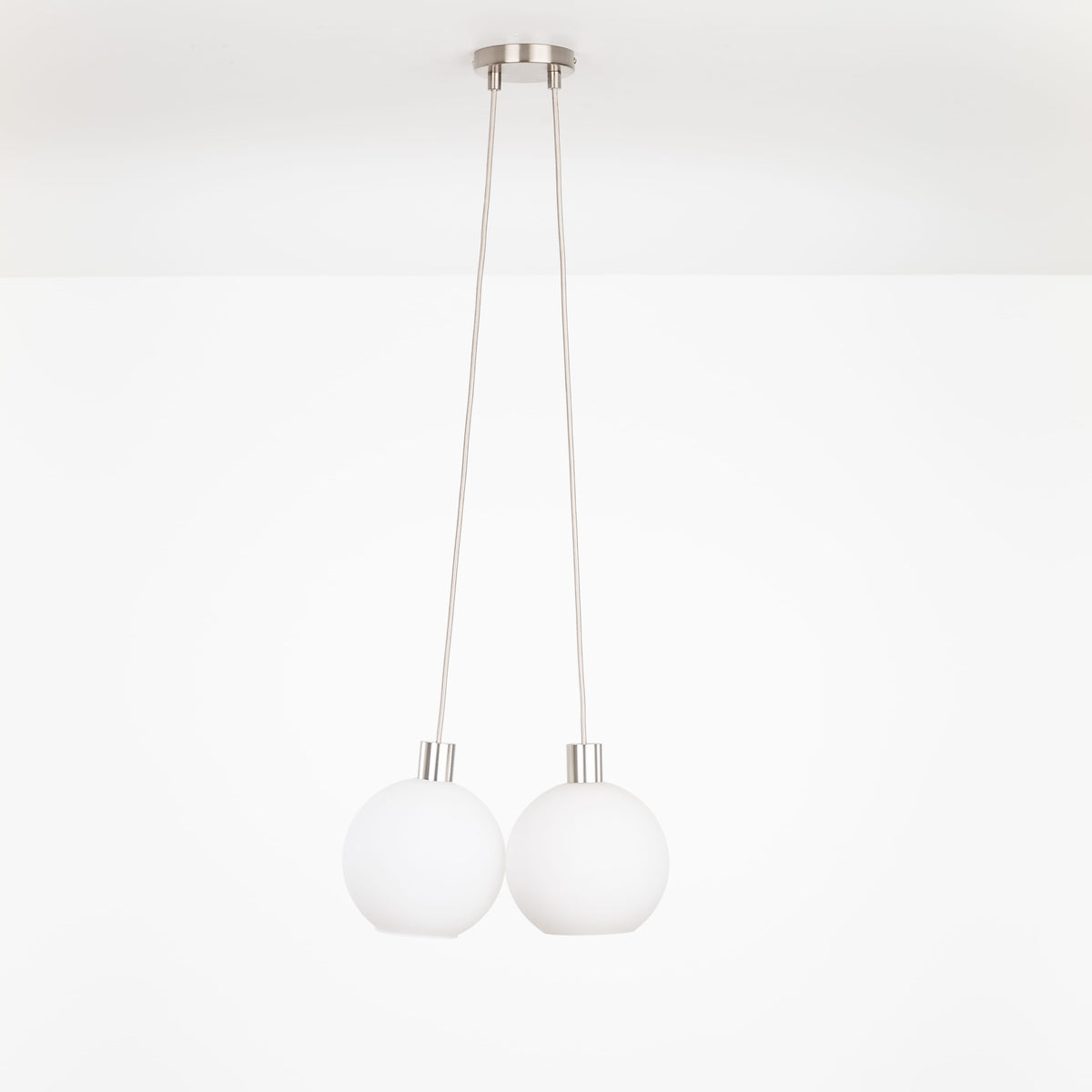 AiO Dot Multiport Chandelier - Glass Globe 2 / Nickel / 8in Matte White