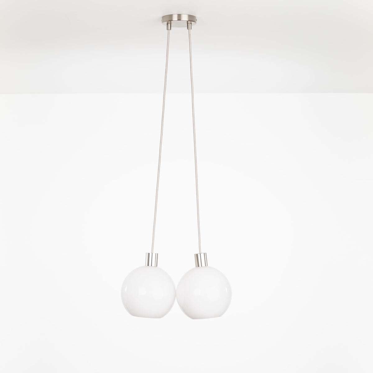 AiO Dot Multiport Chandelier - Glass Globe 2 / Nickel / 8in Milk