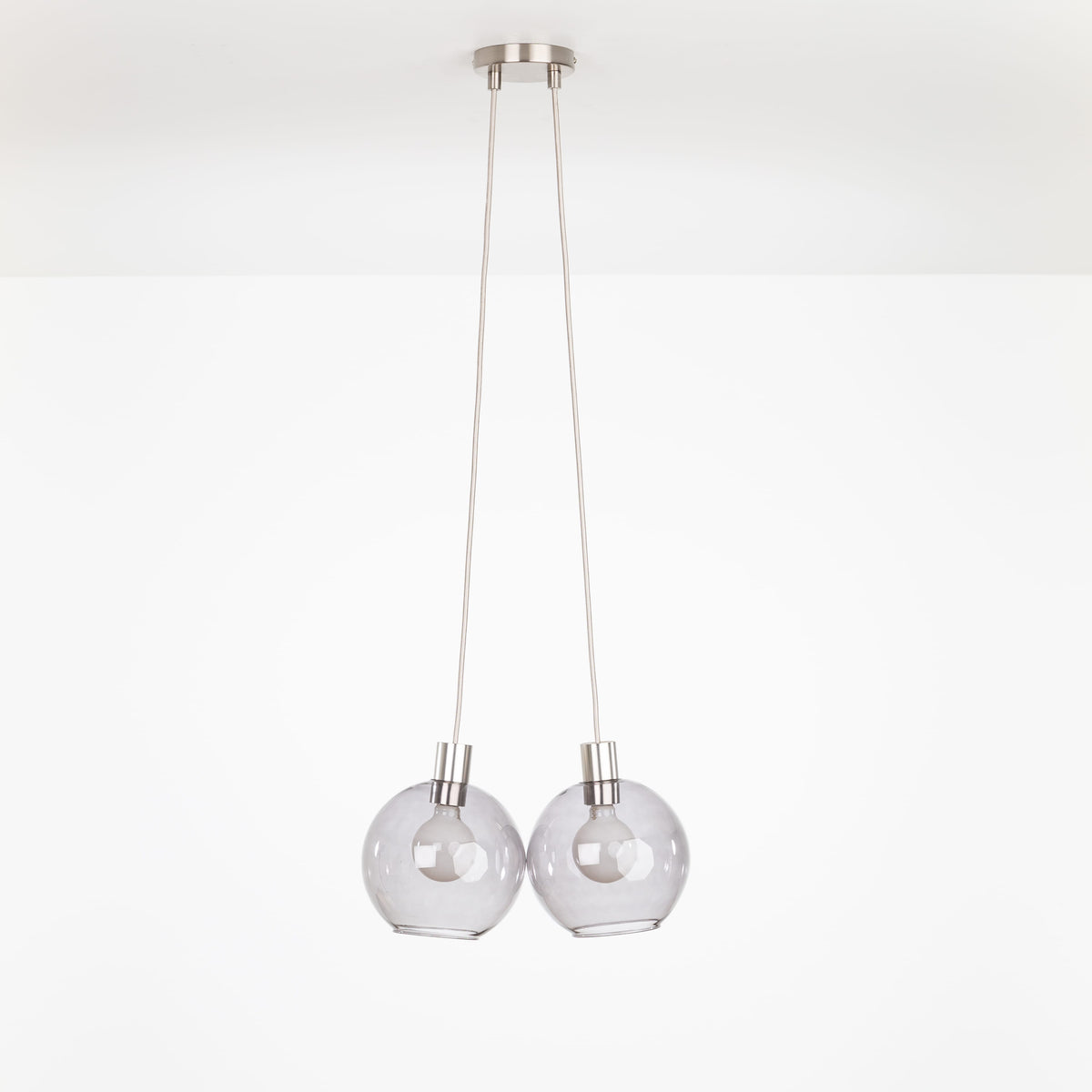 AiO Dot Multiport Chandelier - Glass Globe 2 / Nickel / 8in Smoke