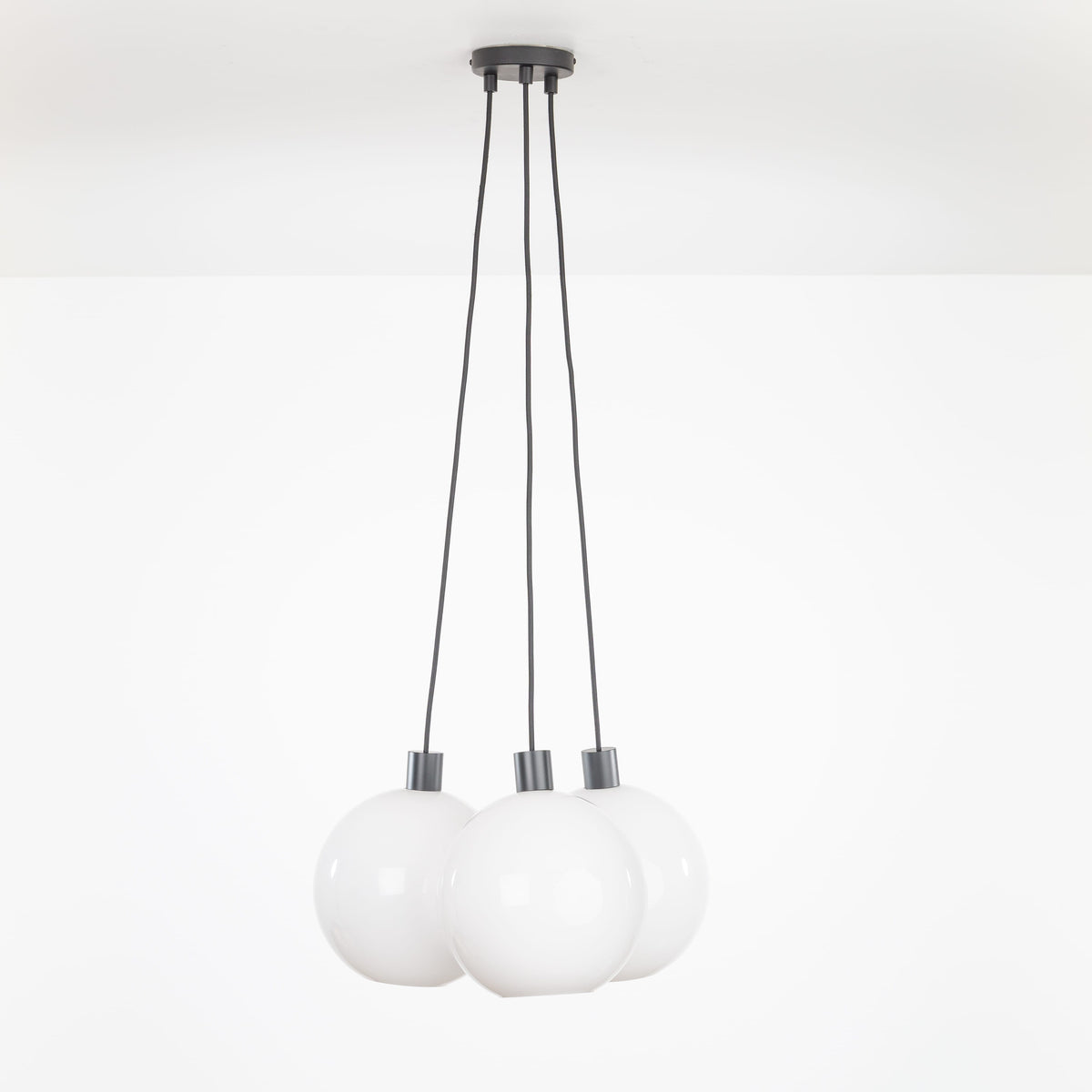 AiO Dot Multiport Chandelier - Glass Globe 3 / Black / 10in Milk