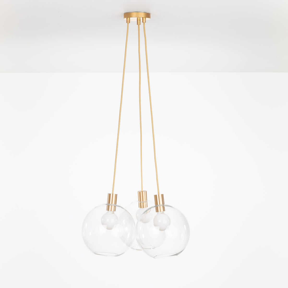 AiO Dot Multiport Chandelier - Glass Globe 3 / Brass / 10in Clear