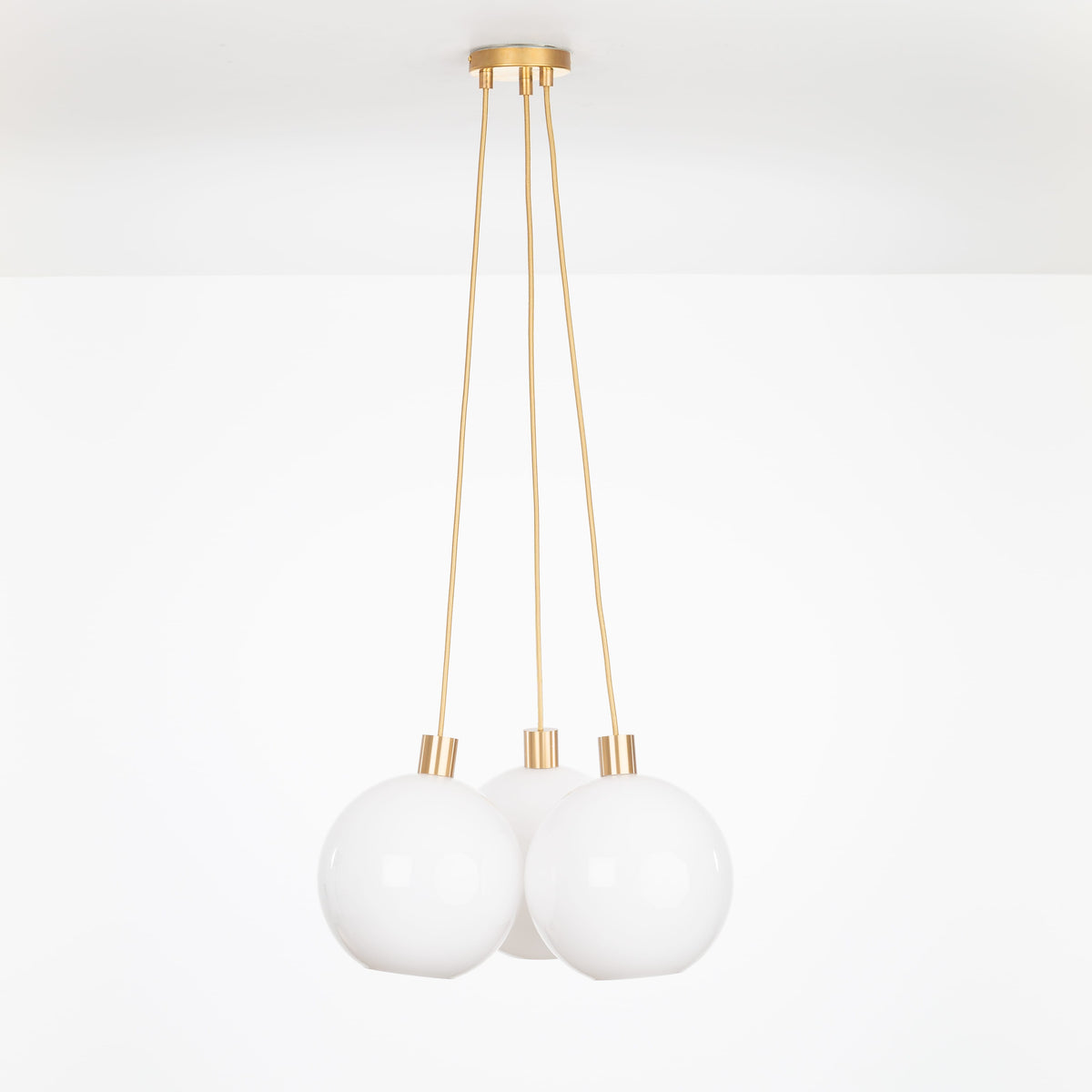 AiO Dot Multiport Chandelier - Glass Globe 3 / Brass / 10in Milk