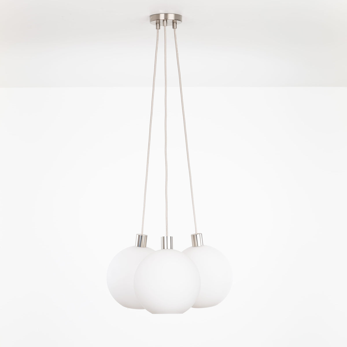 AiO Dot Multiport Chandelier - Glass Globe 3 / Nickel / 10in Matte White