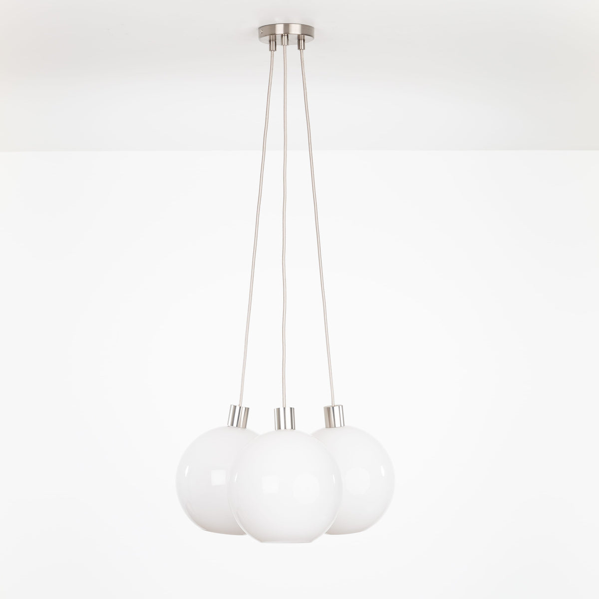 AiO Dot Multiport Chandelier - Glass Globe 3 / Nickel / 10in Milk