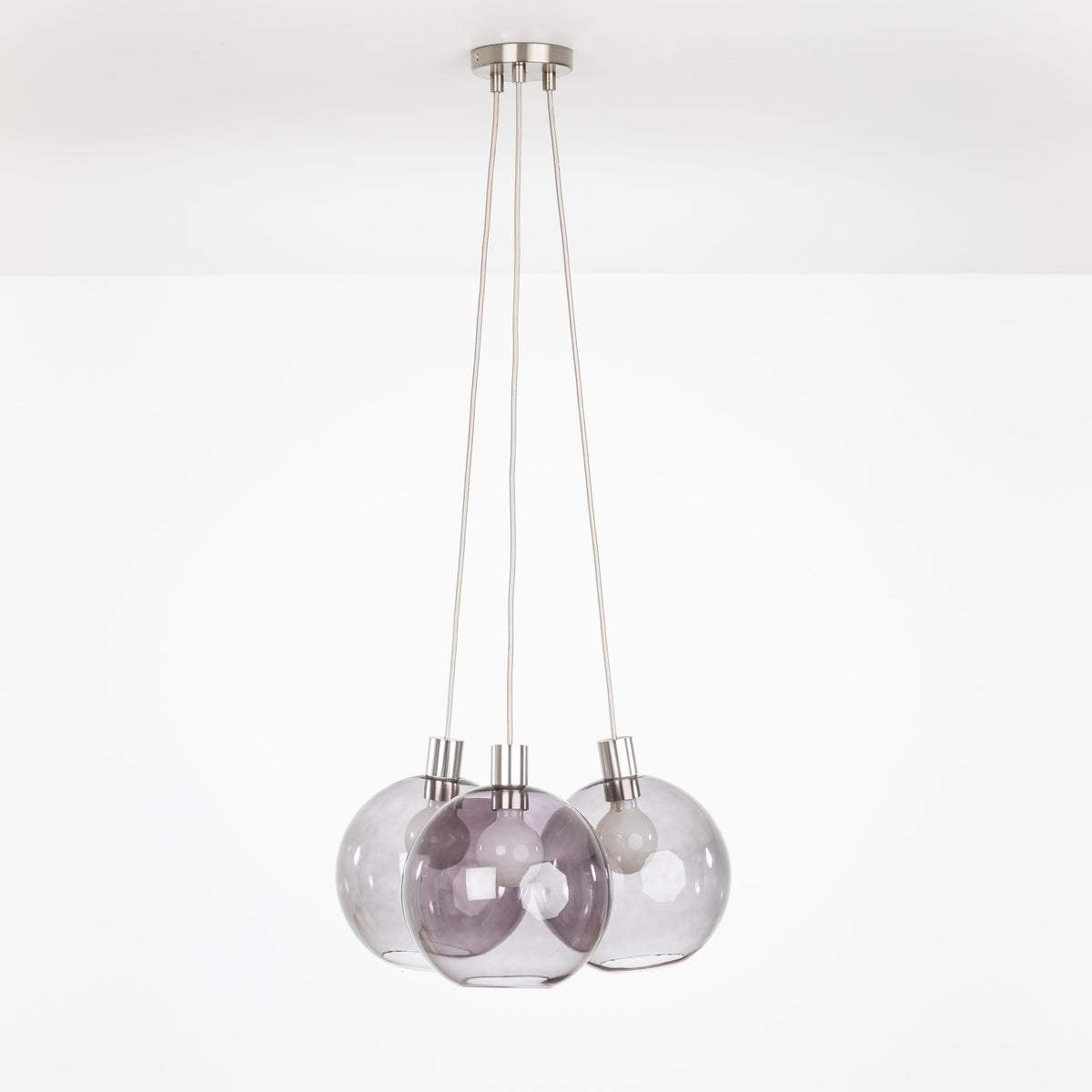 AiO Dot Multiport Chandelier - Glass Globe 3 / Nickel / 10in Smoke