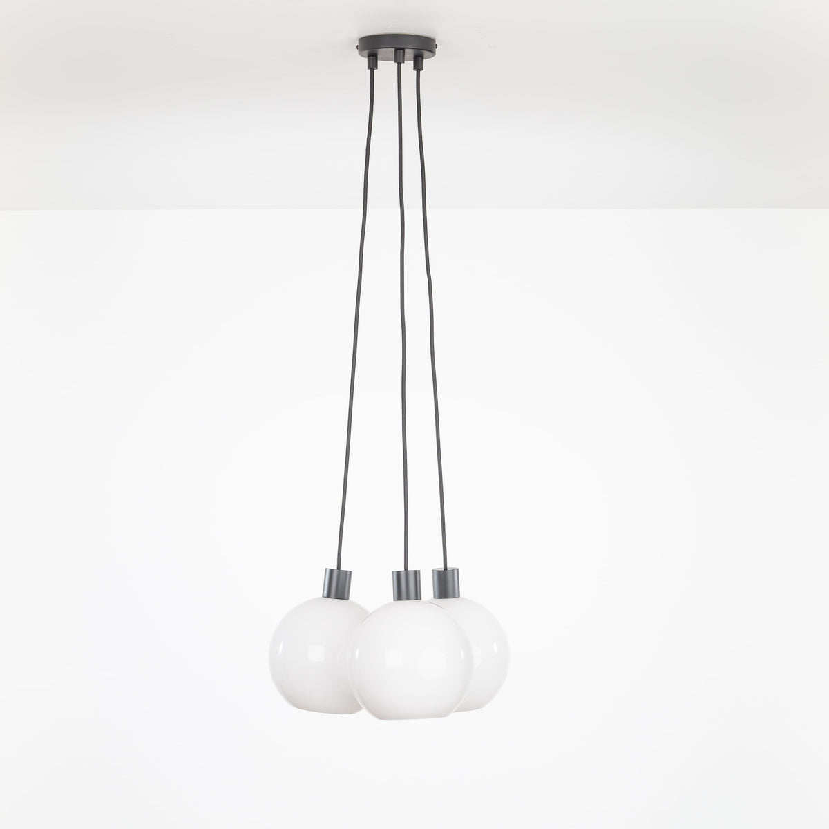 AiO Dot Multiport Chandelier - Glass Globe 3 / Black / 8in Milk