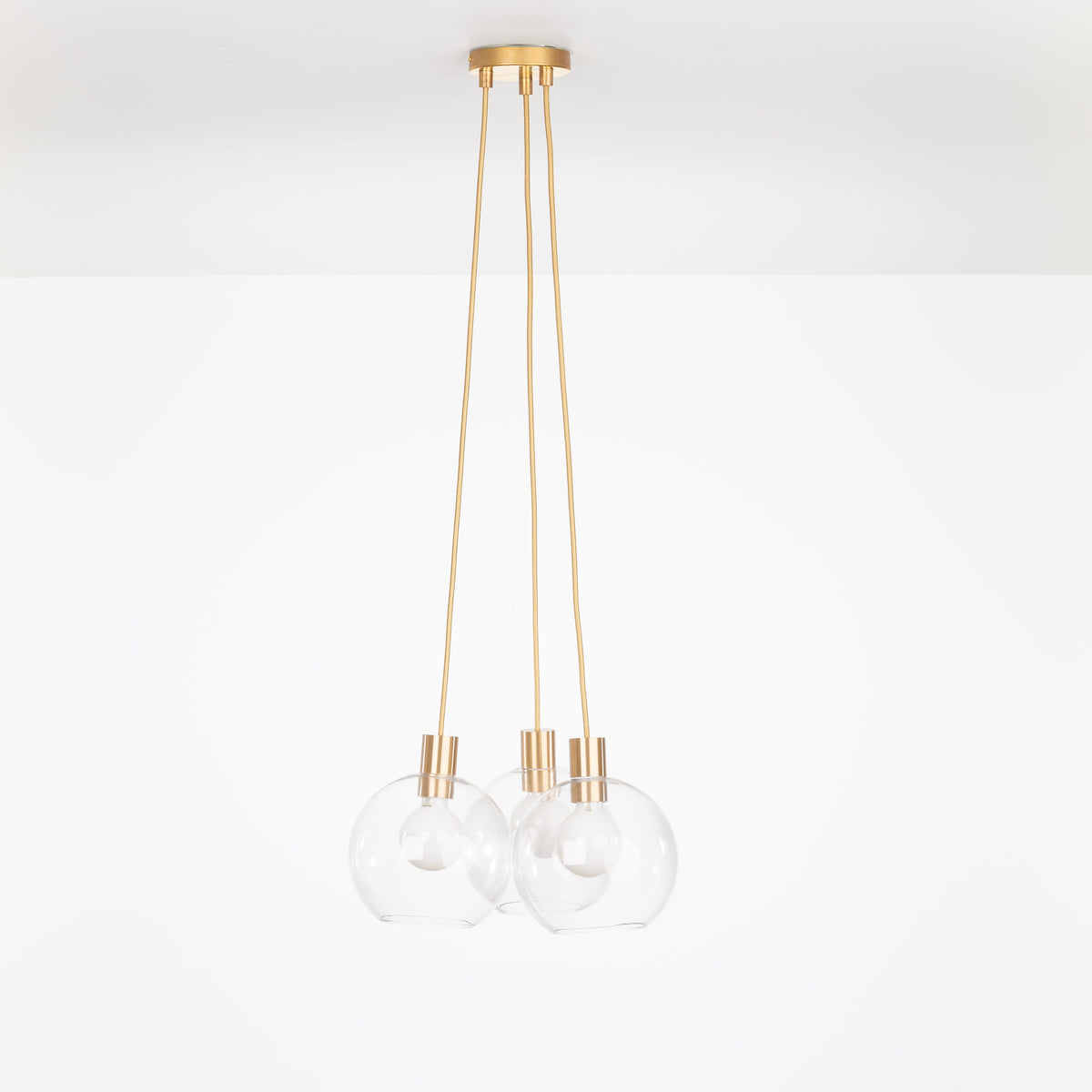 AiO Dot Multiport Chandelier - Glass Globe 3 / Brass / 8in Clear