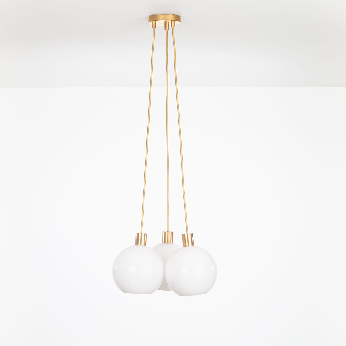 AiO Dot Multiport Chandelier - Glass Globe 3 / Brass / 8in Milk